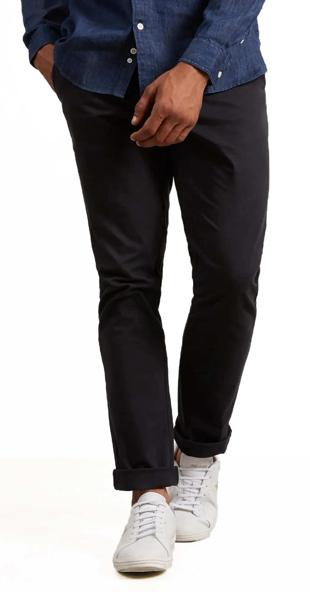 Lyle and Scott Skinny Fit Cotton Chinos in Black