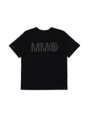 Studded Logo Black T-Shirt by Maison Margiela