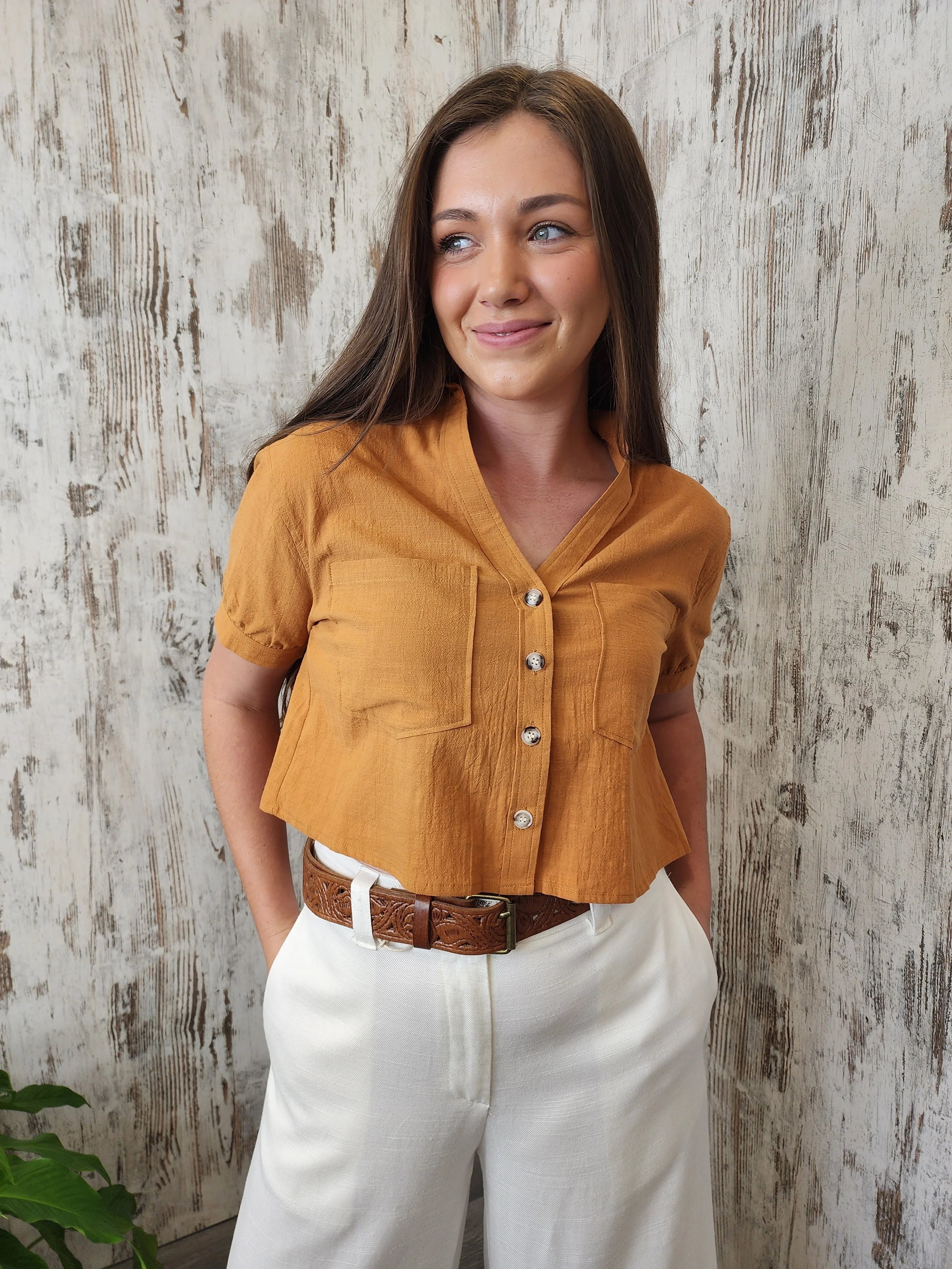 Mason Mustard Cotton Top