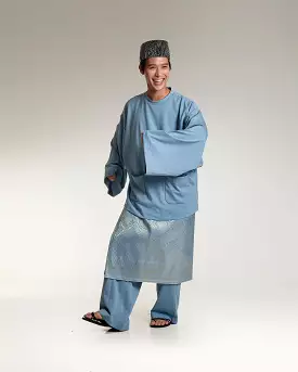 Maya Blue Jersey Malay Sleepwear