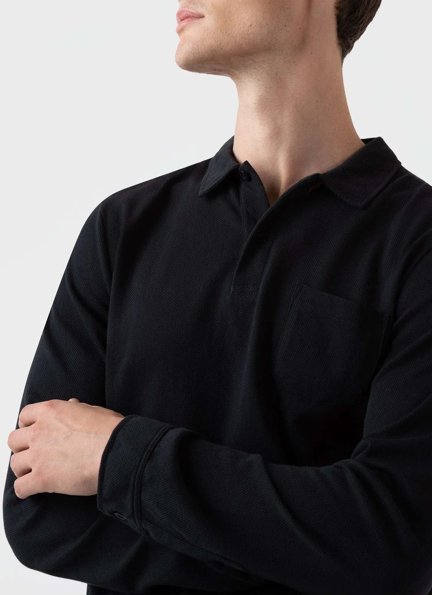 Men's Black Riviera Long Sleeve Polo Shirt