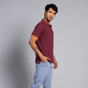 Maroon Cotton Polo T-Shirt by Merlot Evenings