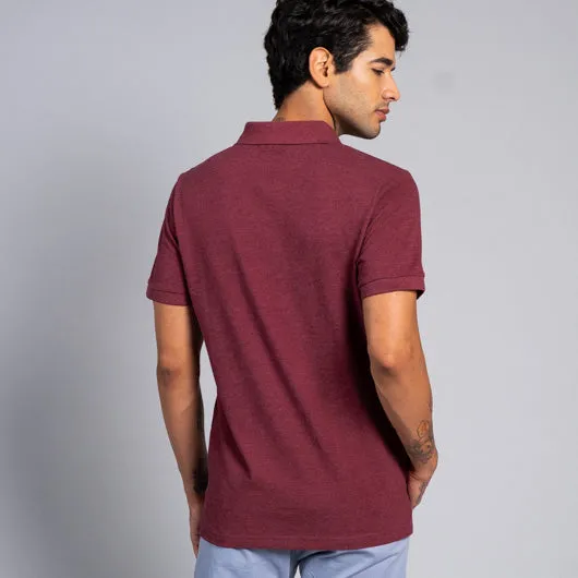 Maroon Cotton Polo T-Shirt by Merlot Evenings