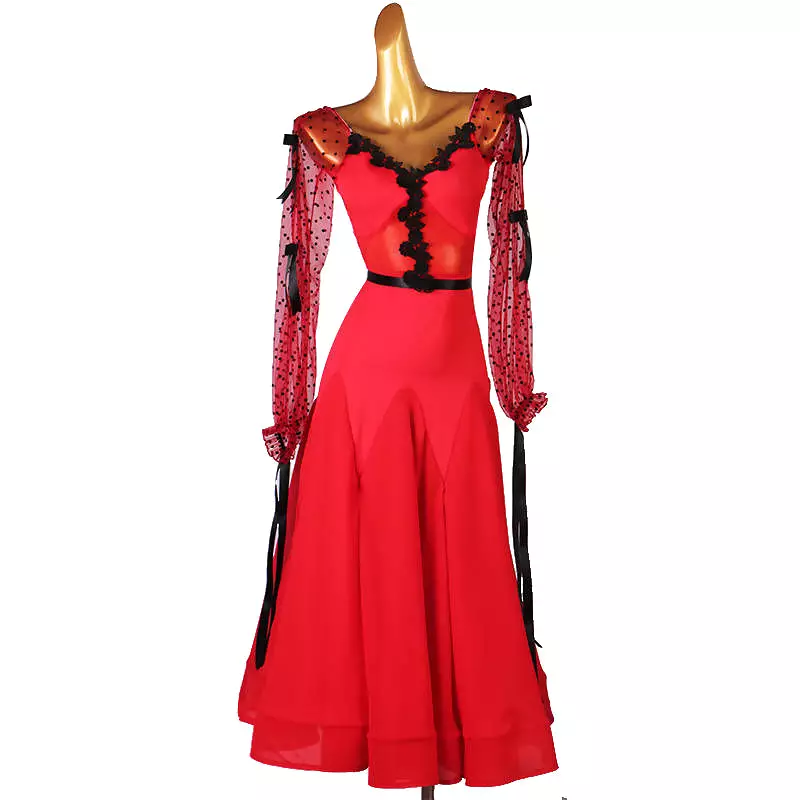 Mystic Lace Dancewear Ballroom Dress Red Black 309