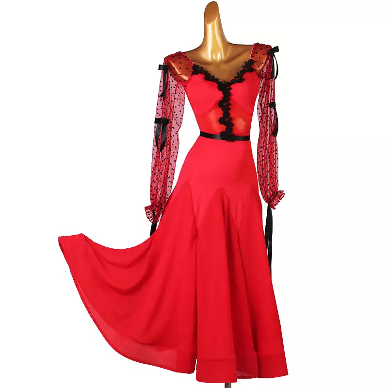 Mystic Lace Dancewear Ballroom Dress Red Black 309