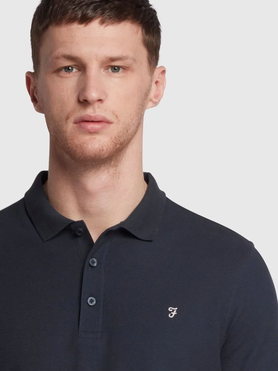 Navy Blue Pique Polo Shirt by Farah Cove