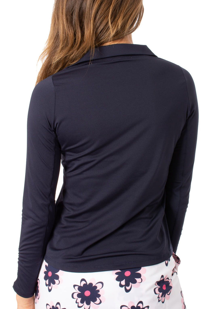 Navy Long Sleeve Zip Polo - Shop Online Now!