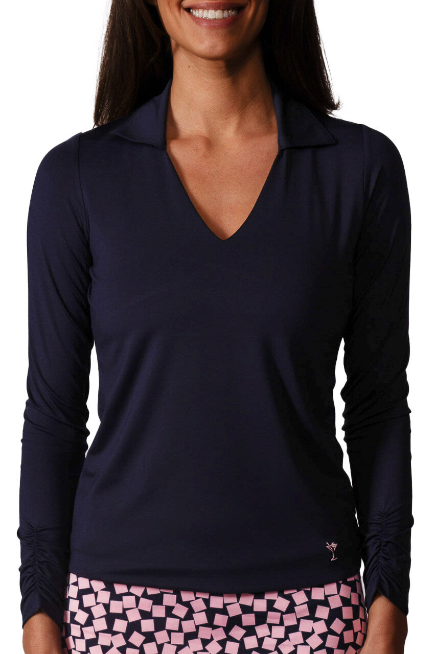 Navy Sport Polo Long Sleeve