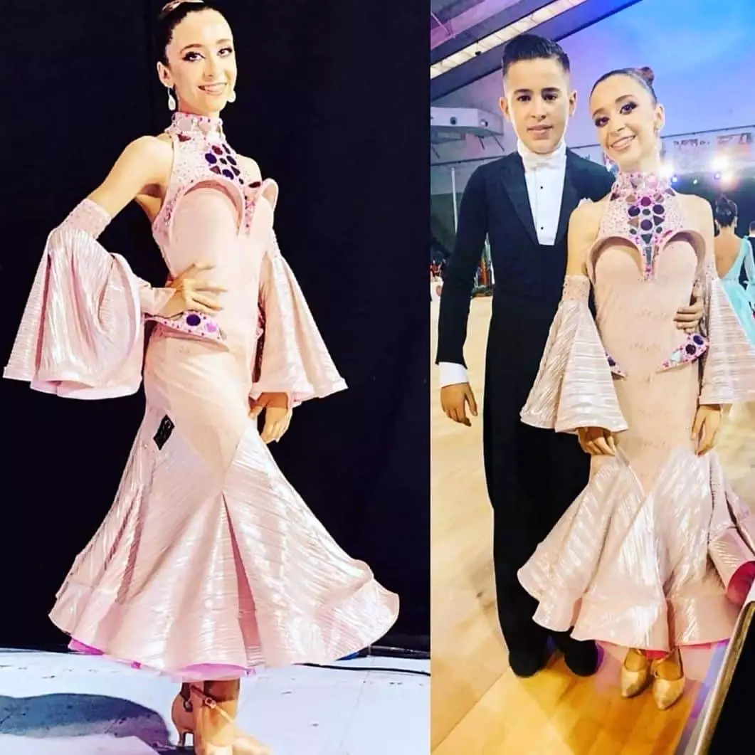 New Pink Ballroom Junior 2 Dress with Mirrors for sale.