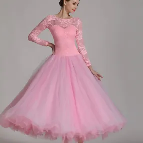 New Elegant Pink and Blue Ballroom Dress with Lace - Style 7031