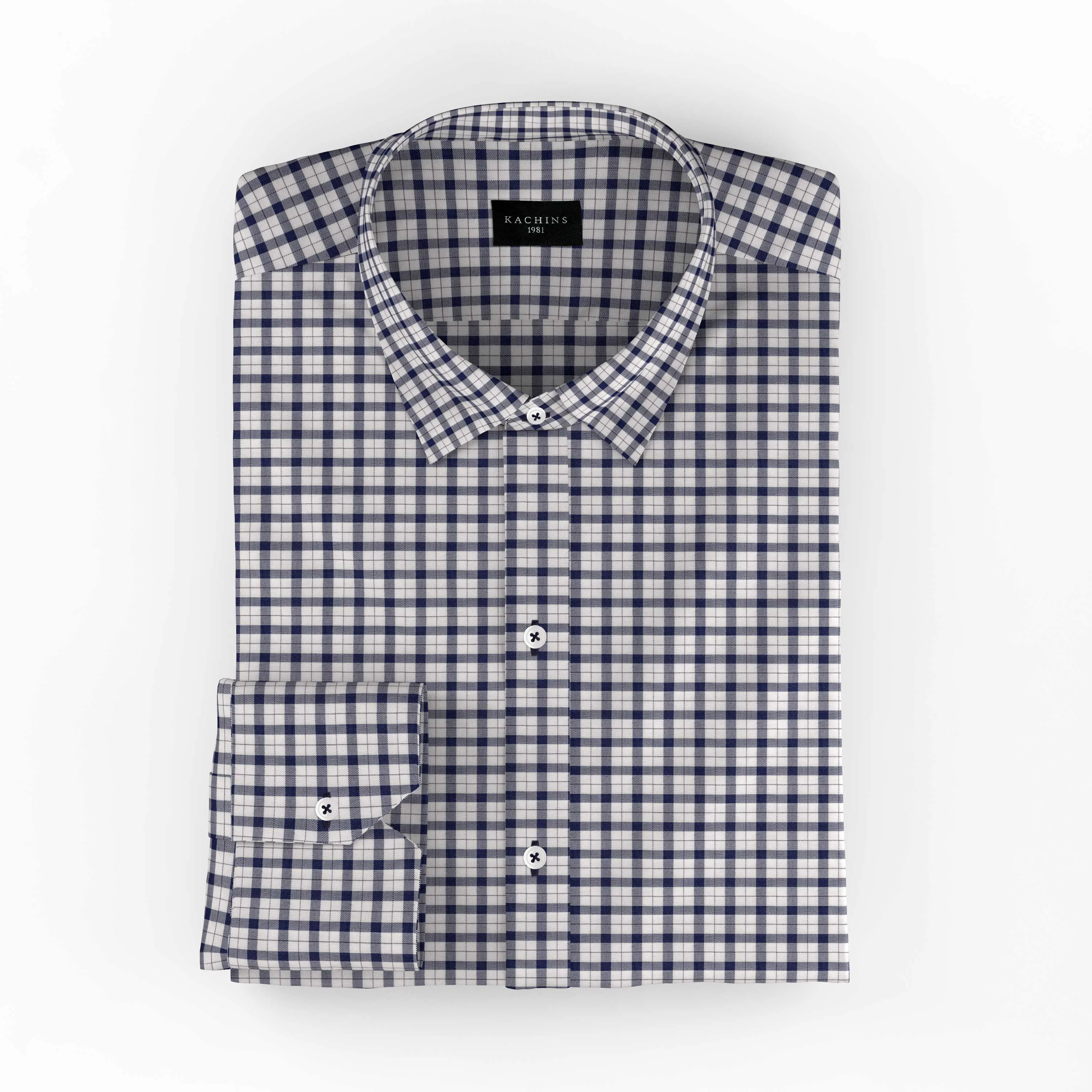 Blue Cotton Shirt with Checkered Pattern from the North.