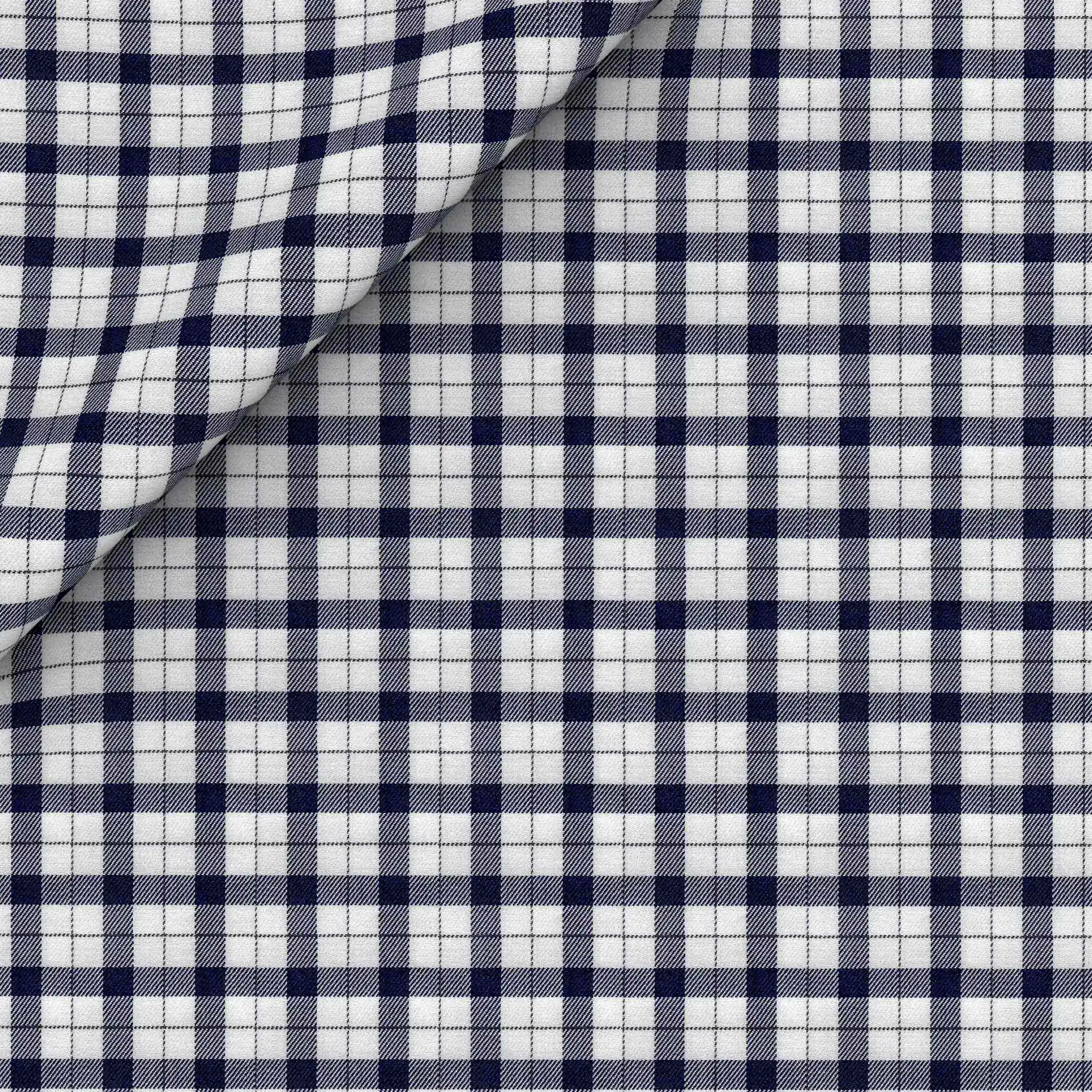 Blue Cotton Shirt with Checkered Pattern from the North.