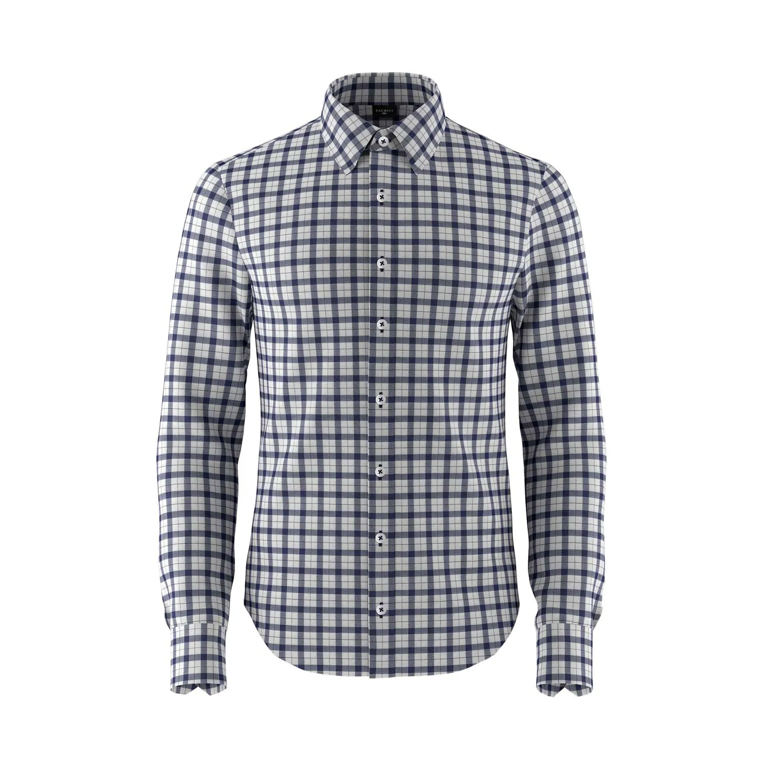 Blue Cotton Shirt with Checkered Pattern from the North.