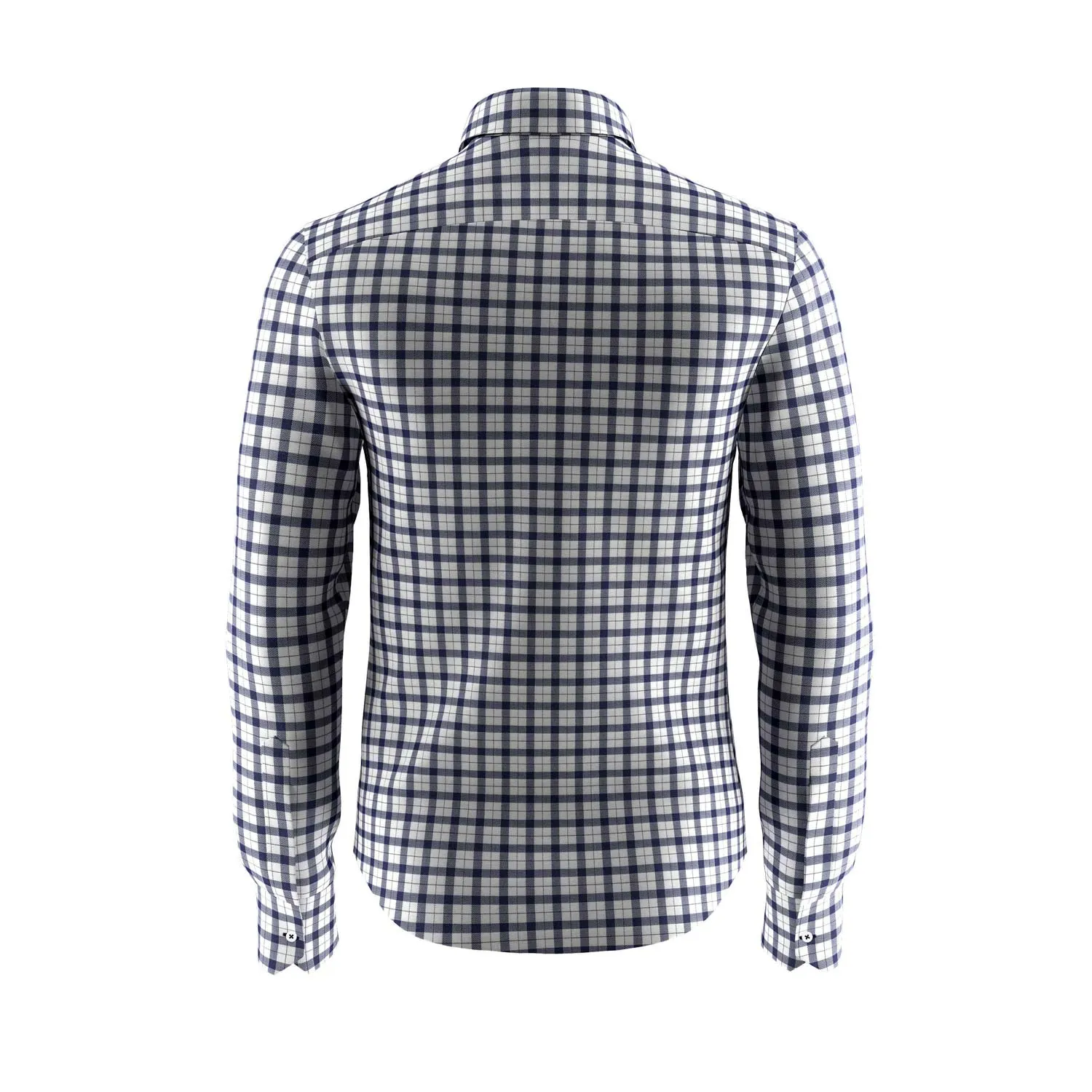 Blue Cotton Shirt with Checkered Pattern from the North.