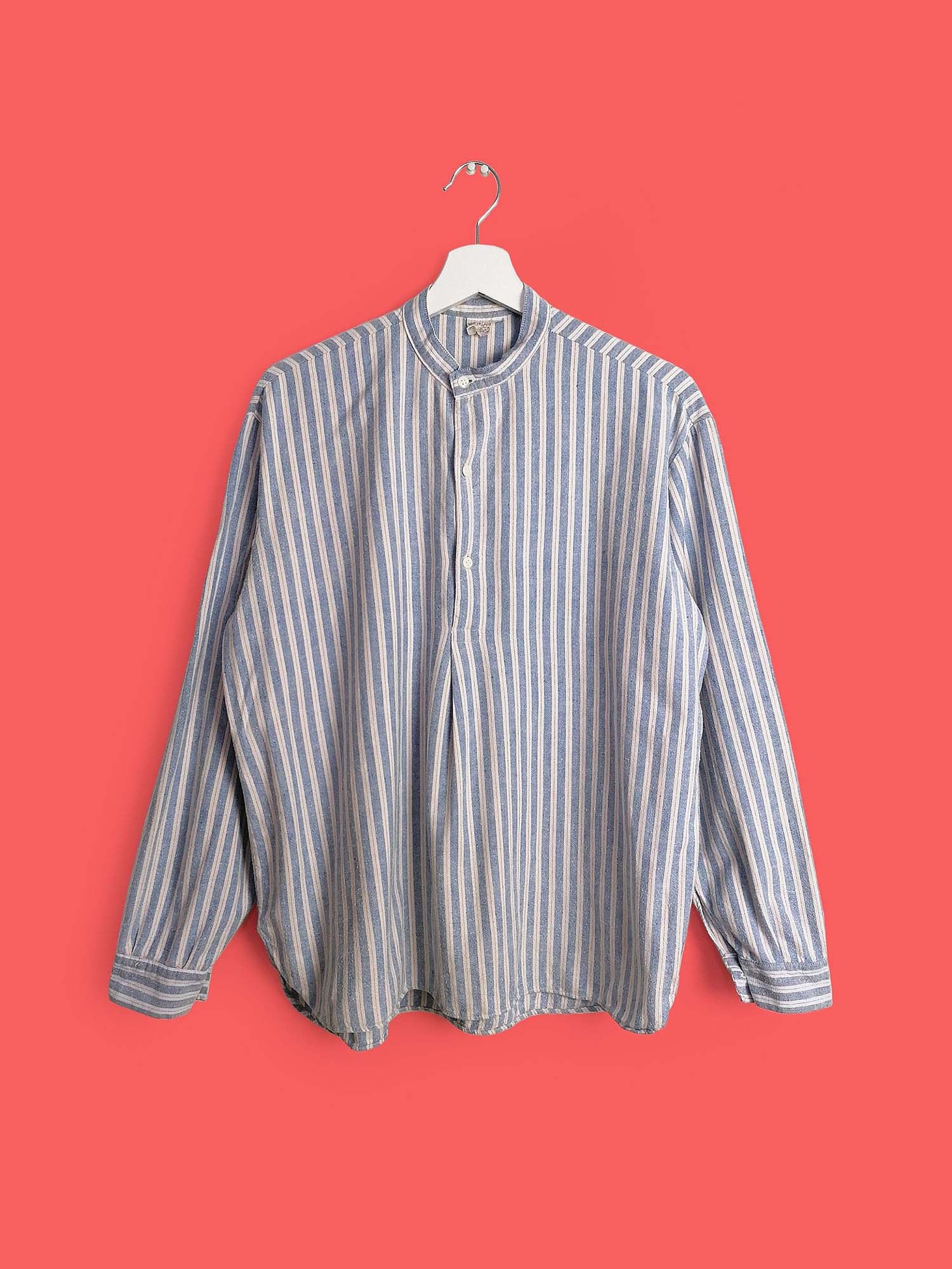 Oversized linen tunic blouse with stripes