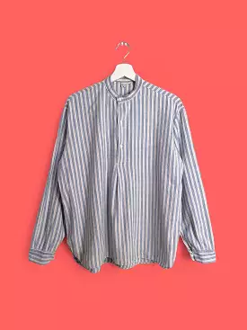 Oversized linen tunic blouse with stripes