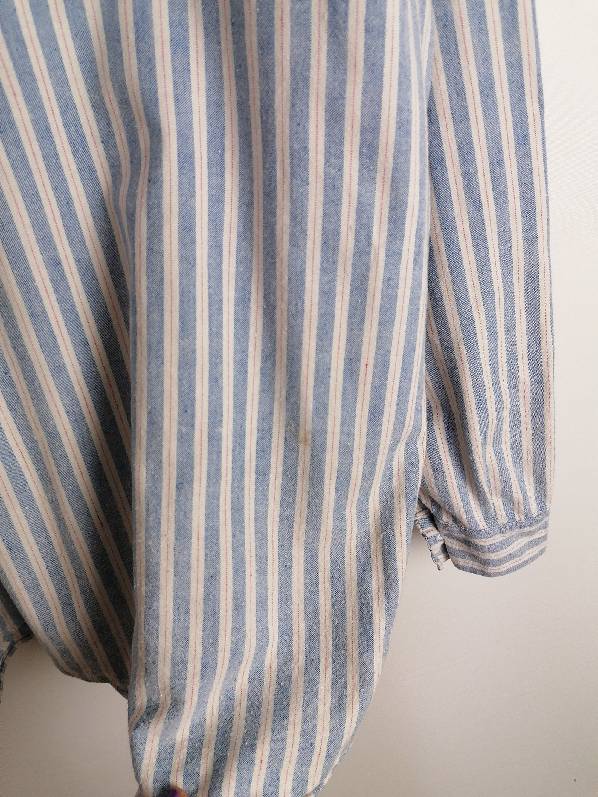 Oversized linen tunic blouse with stripes