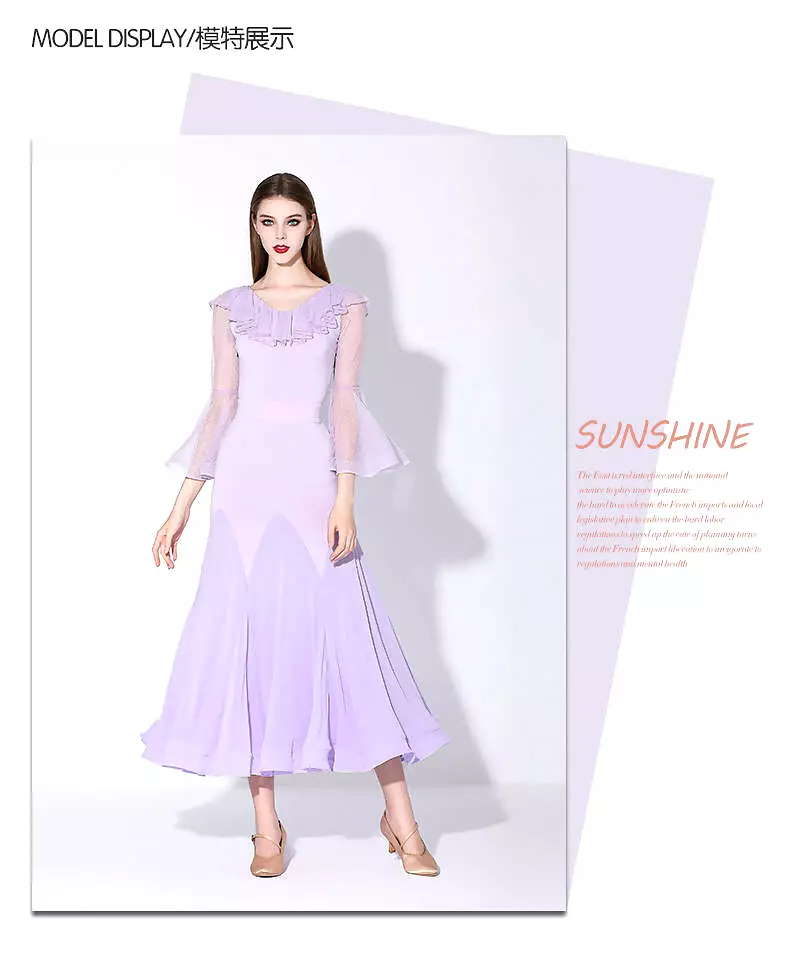 Pastel Ballroom Dance Dress | Yellow Purple Blue | 876