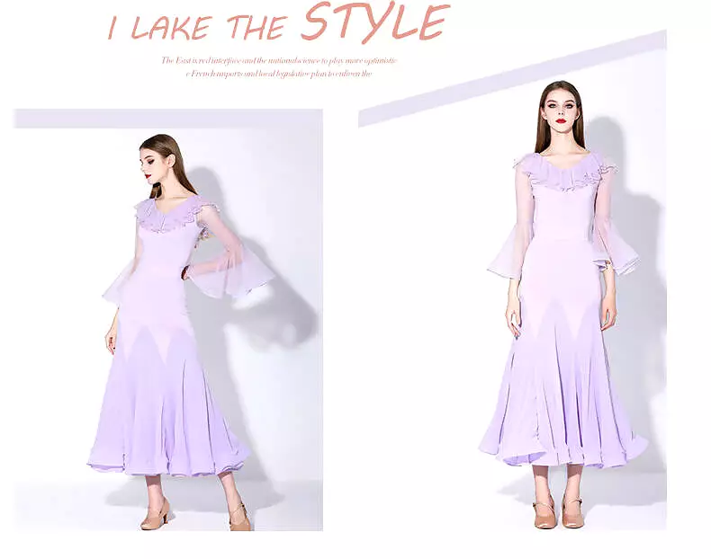 Pastel Ballroom Dance Dress | Yellow Purple Blue | 876