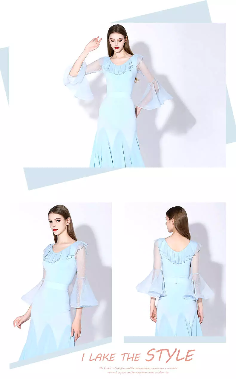 Pastel Ballroom Dance Dress | Yellow Purple Blue | 876