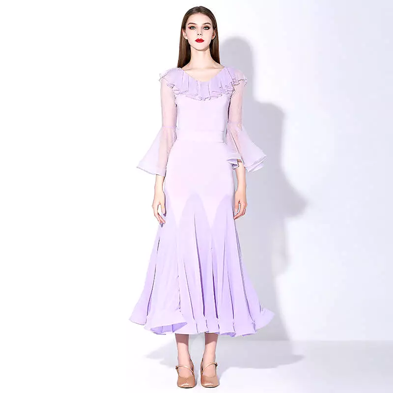 Pastel Ballroom Dance Dress | Yellow Purple Blue | 876