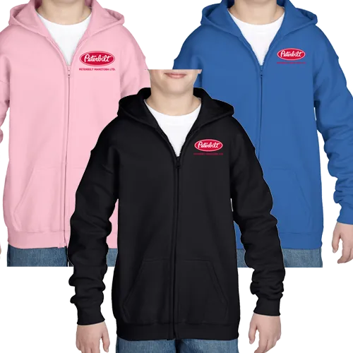 Peterbilt Manitoba Youth Zip Hoodie in Gildan Black