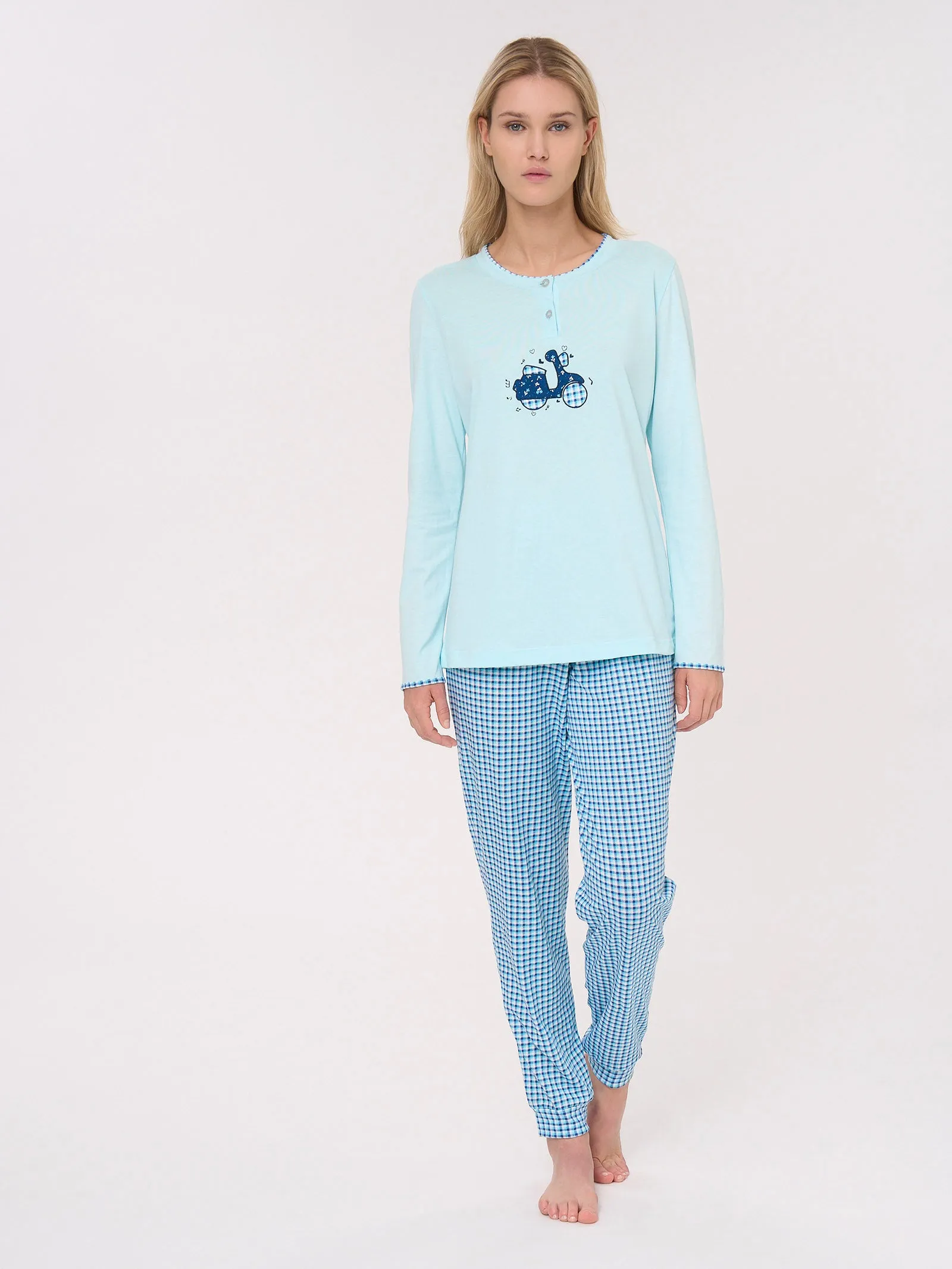 Cotton Jersey Henley Pajamas Fant. Spun Sugar