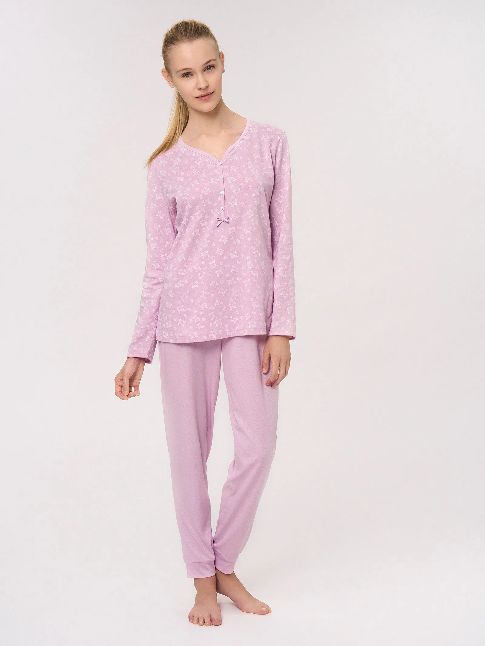 Cotton Jersey Henley Pajamas Fant. Winsome Orchid