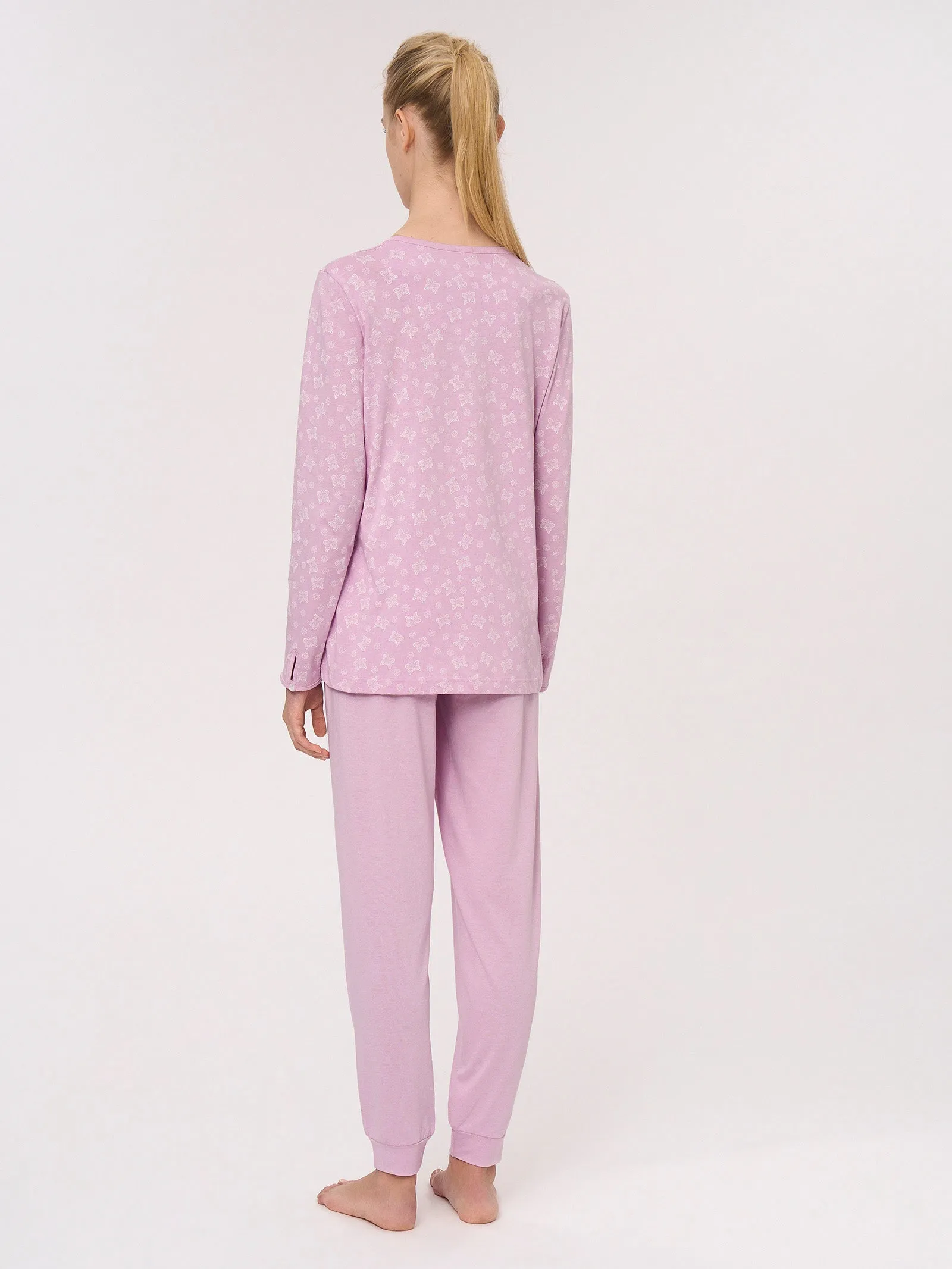 Cotton Jersey Henley Pajamas Fant. Winsome Orchid