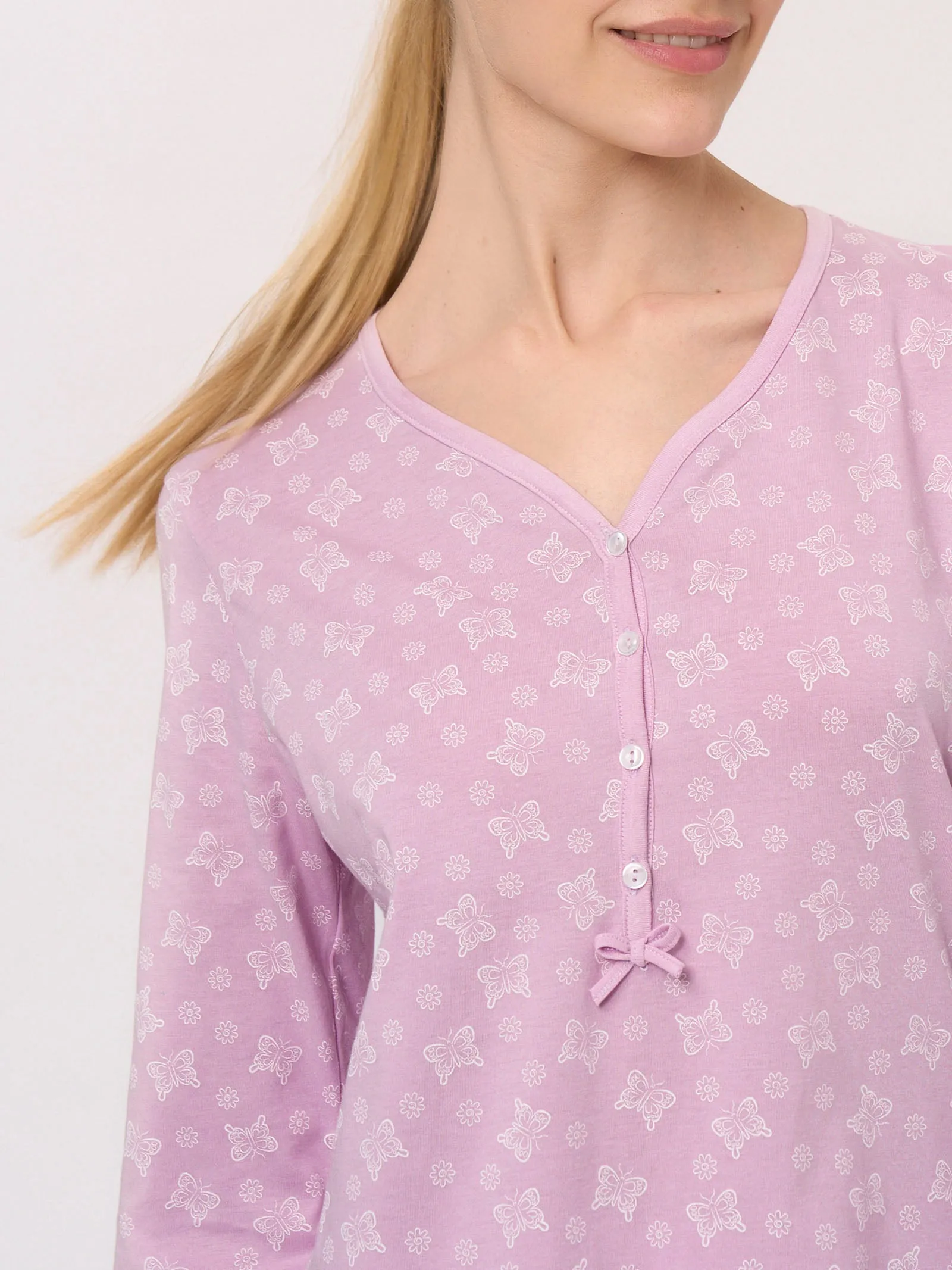 Cotton Jersey Henley Pajamas Fant. Winsome Orchid