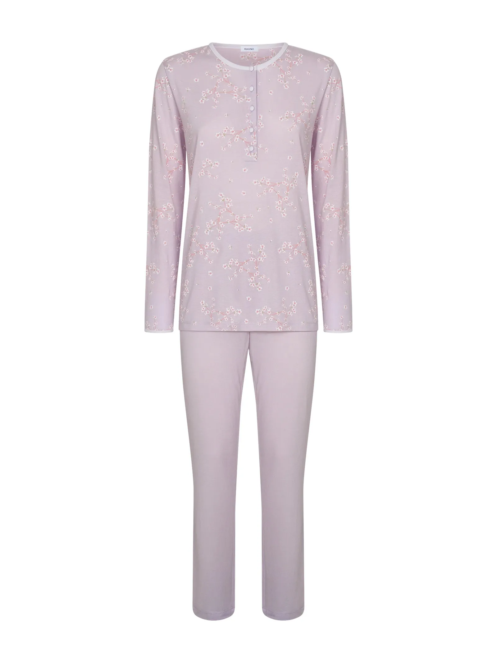 Cotton and Modal Long Sleeve Henley Pajama - Iris Fantasy