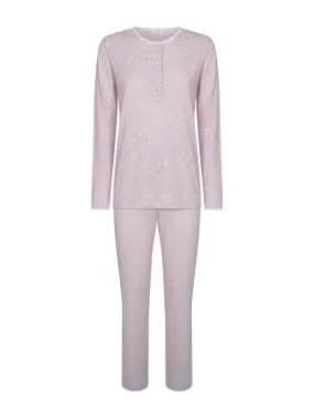 Cotton and Modal Long Sleeve Henley Pajama - Iris Fantasy