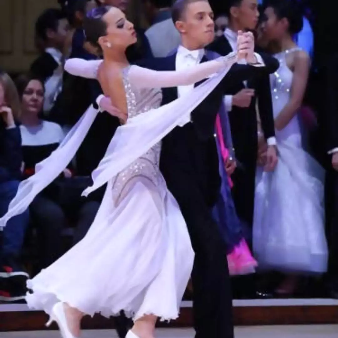 Pink and white ballroom dress.