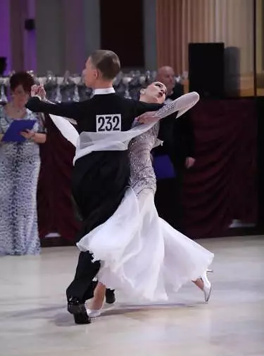 Pink and white ballroom dress.