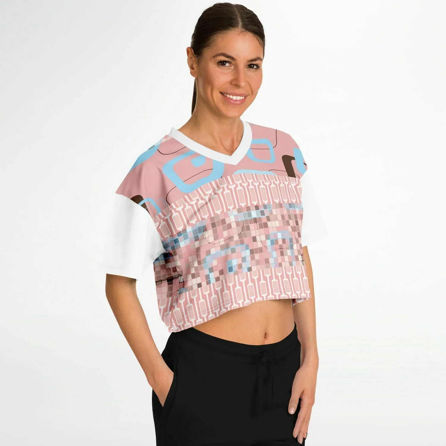 Pink Crop Top Geo Jersey