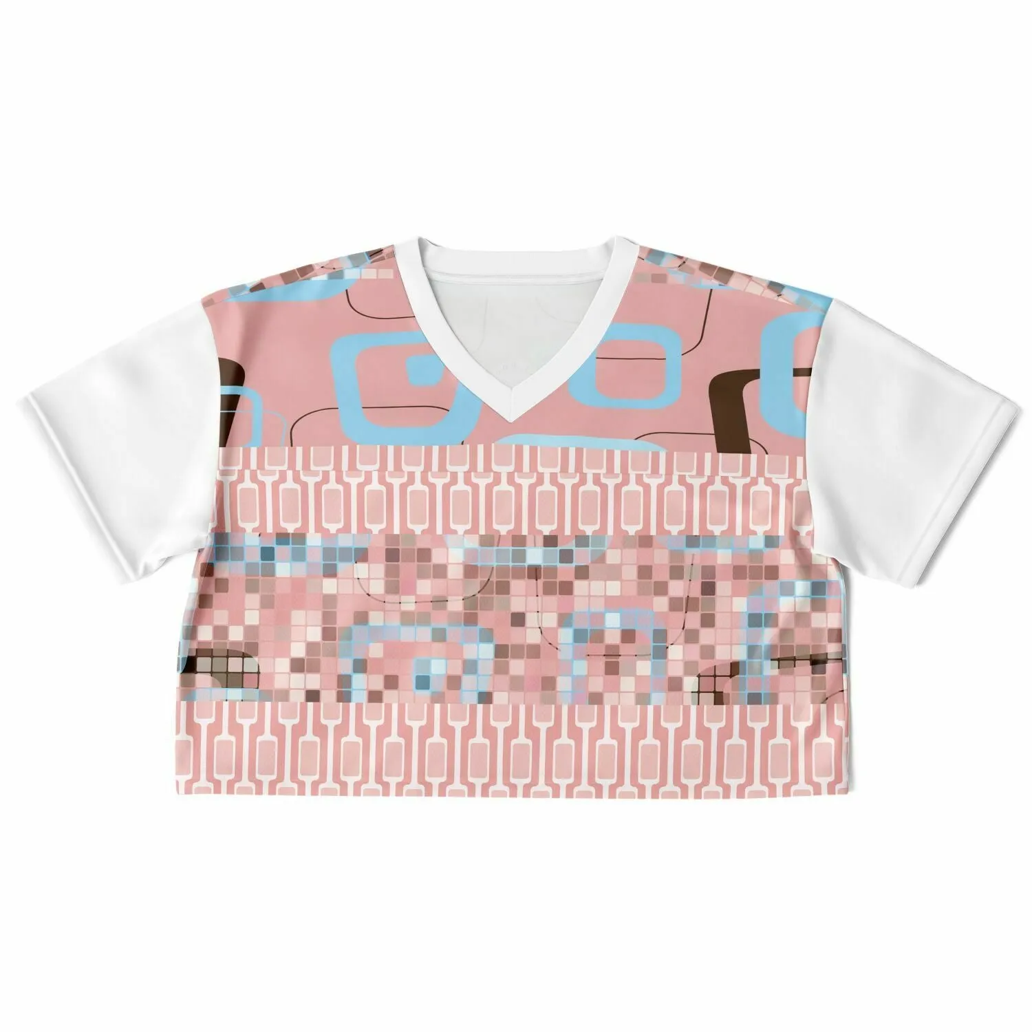 Pink Crop Top Geo Jersey