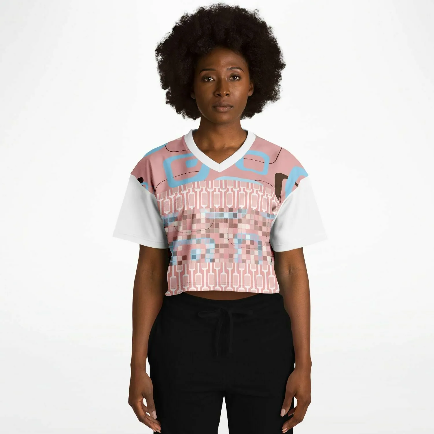 Pink Crop Top Geo Jersey