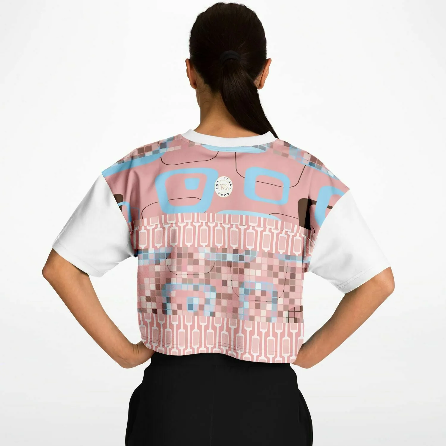 Pink Crop Top Geo Jersey