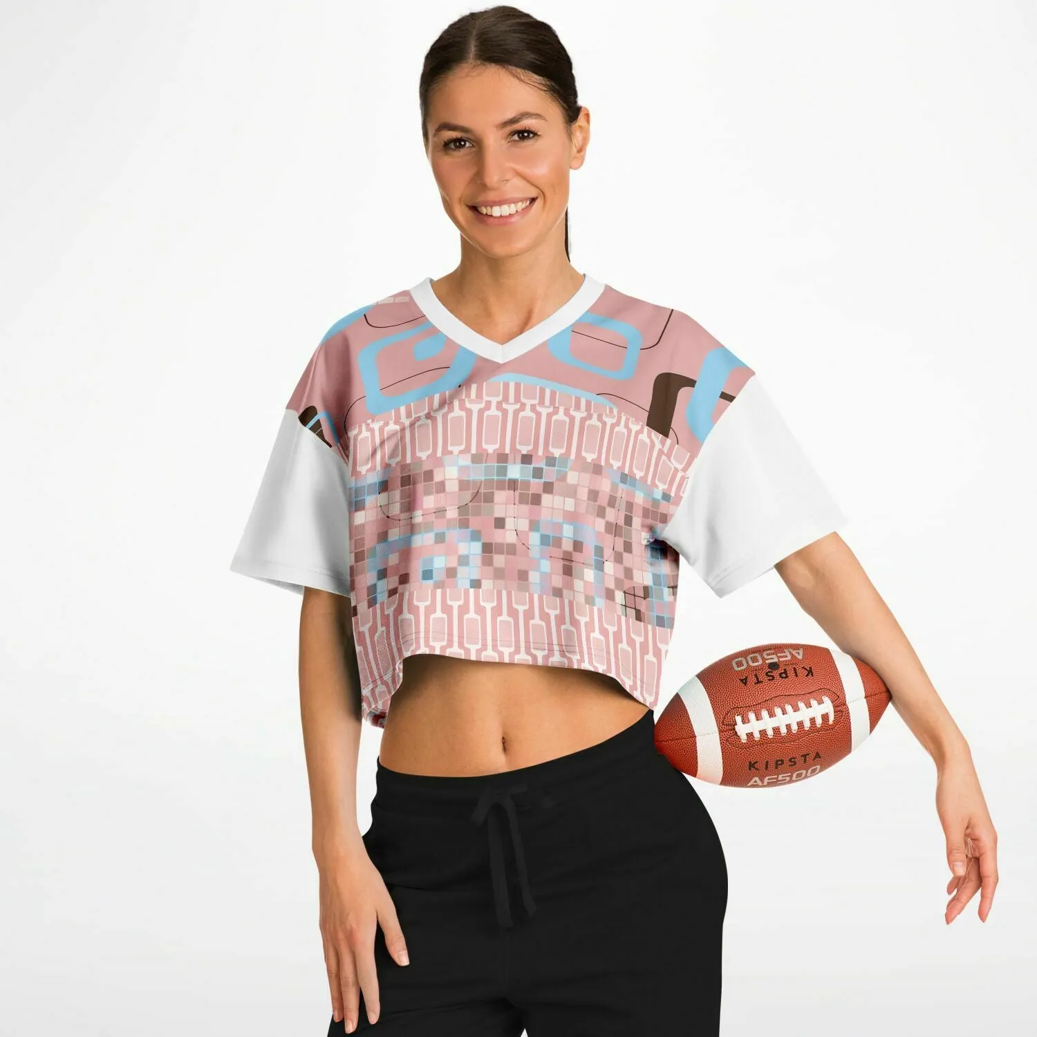 Pink Crop Top Geo Jersey