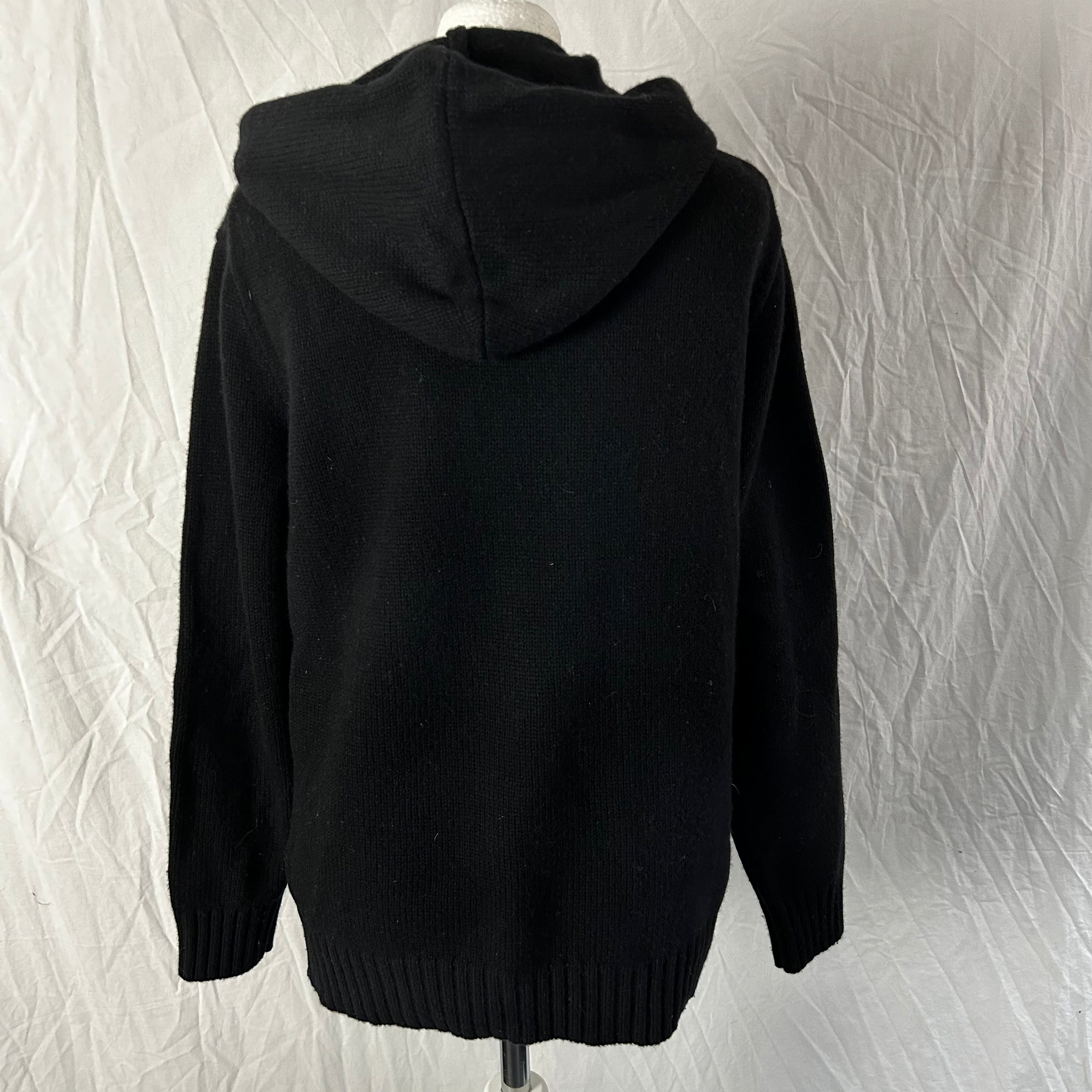 Polo Ralph Lauren Black Wool Cashmere Bear Hooded Sweater XS