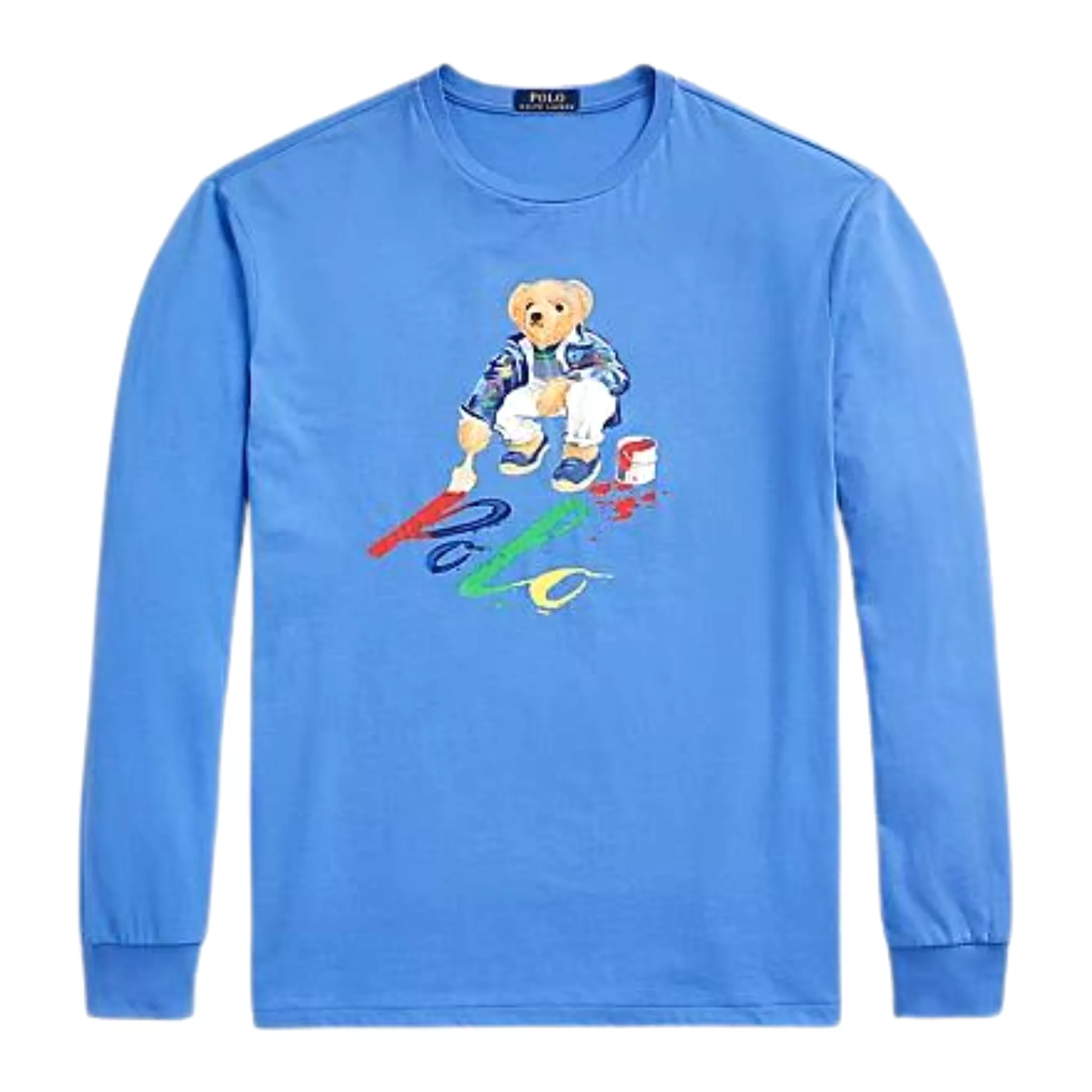 Polo Ralph Lauren Classic Fit Blue Longsleeve Jersey T-Shirt with Polo Bear