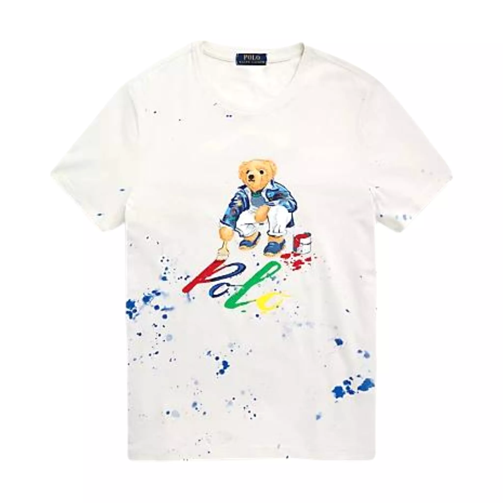 Polo Ralph Lauren Classic Fit Painter Polo Bear Jersey T-Shirt - Off White.