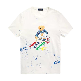 Polo Ralph Lauren Classic Fit Painter Polo Bear Jersey T-Shirt - Off White.