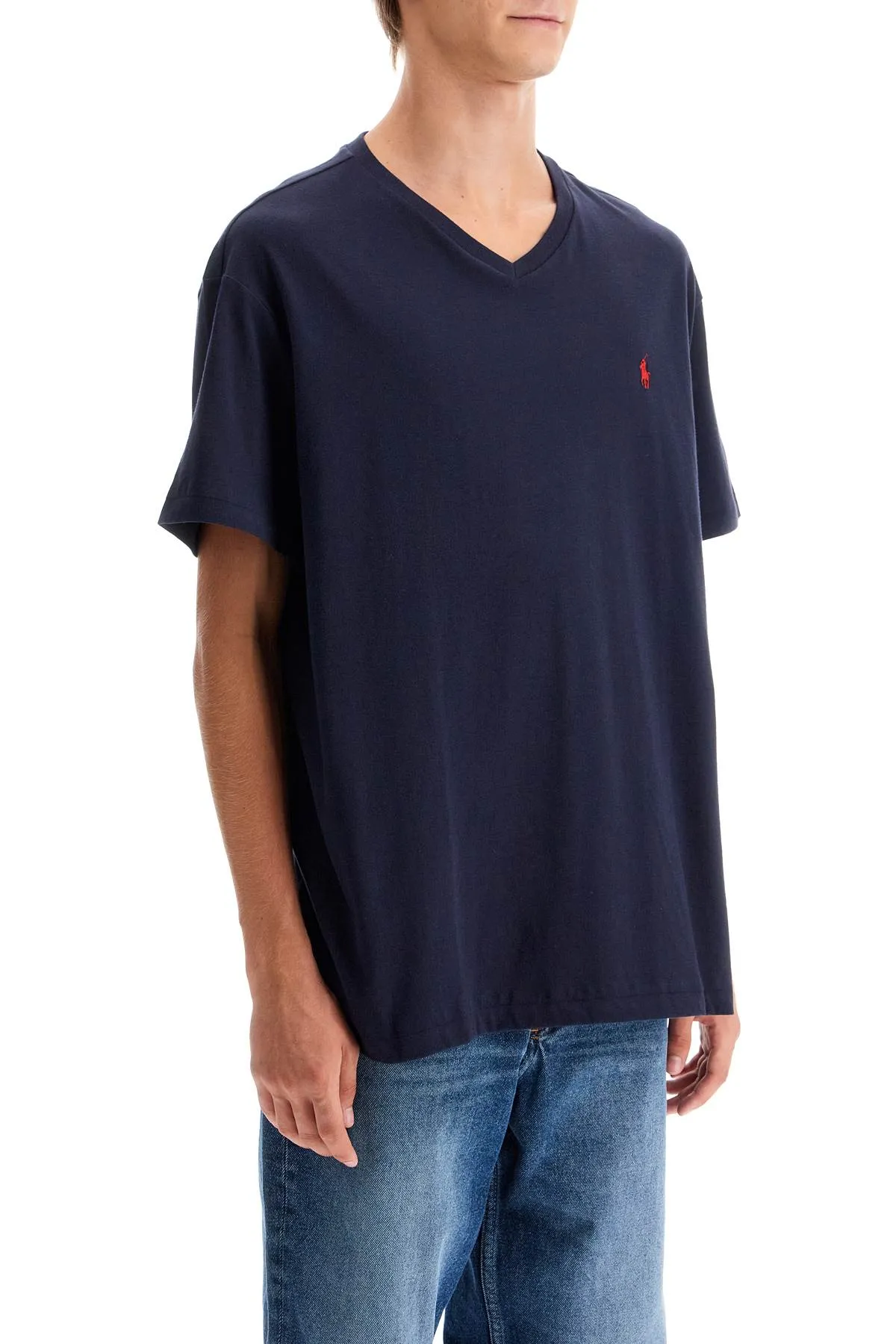 Blue V-Neck T Shirt by Polo Ralph Lauren Classic Fit