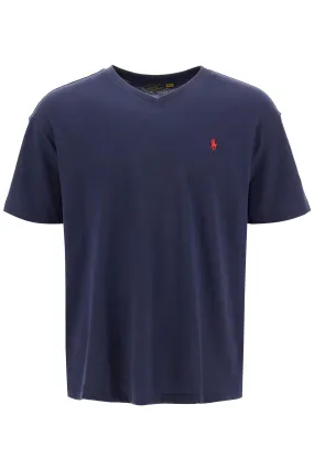 Blue V-Neck T Shirt by Polo Ralph Lauren Classic Fit