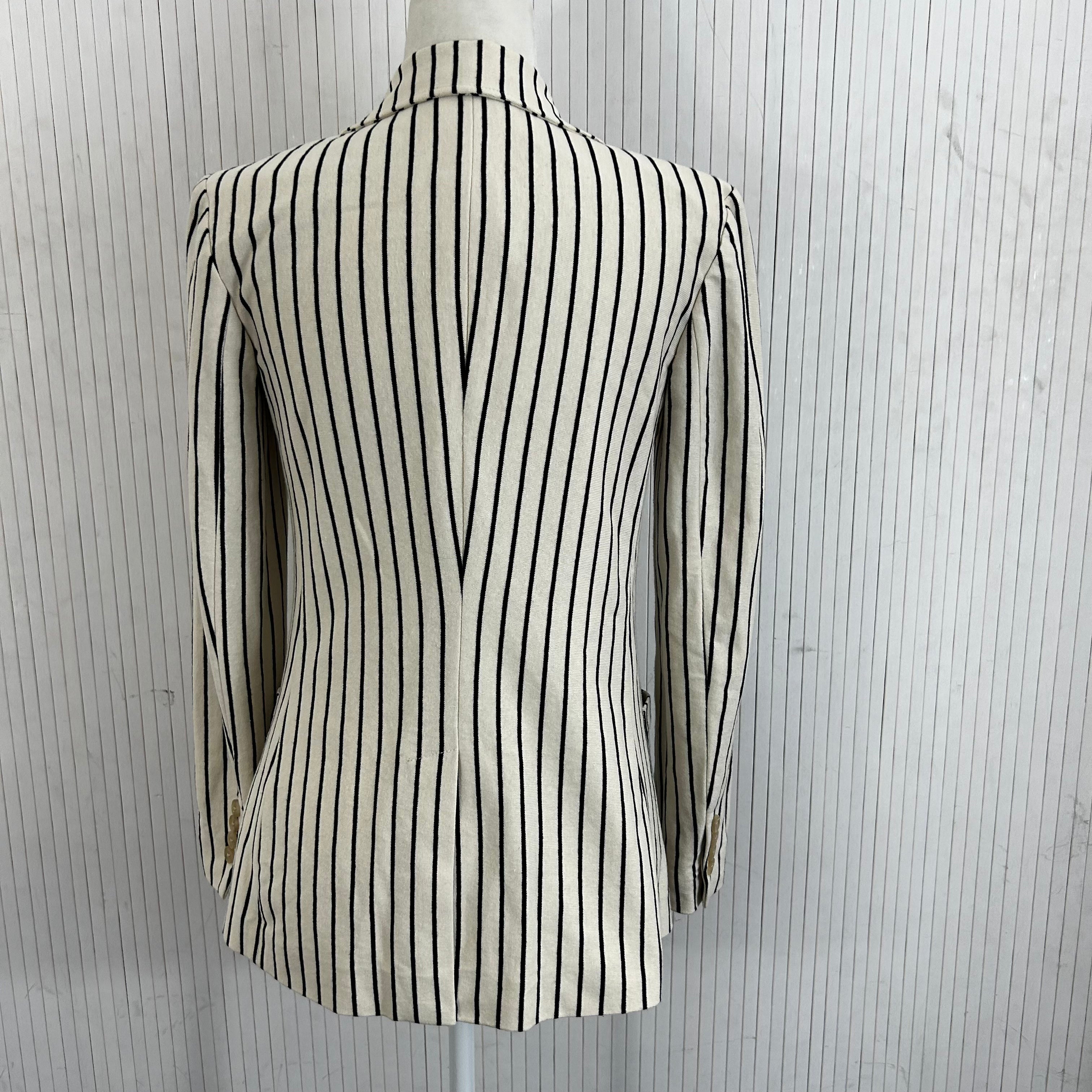 Polo Ralph Lauren cream black stripe cotton jersey jacket extra extra small.