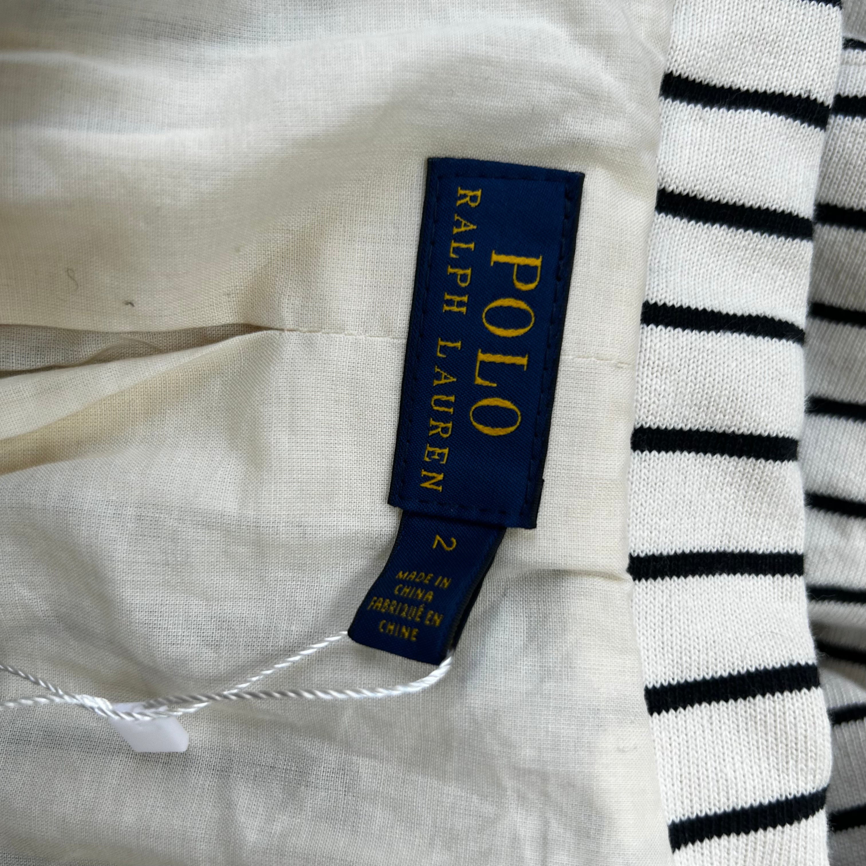 Polo Ralph Lauren cream black stripe cotton jersey jacket extra extra small.