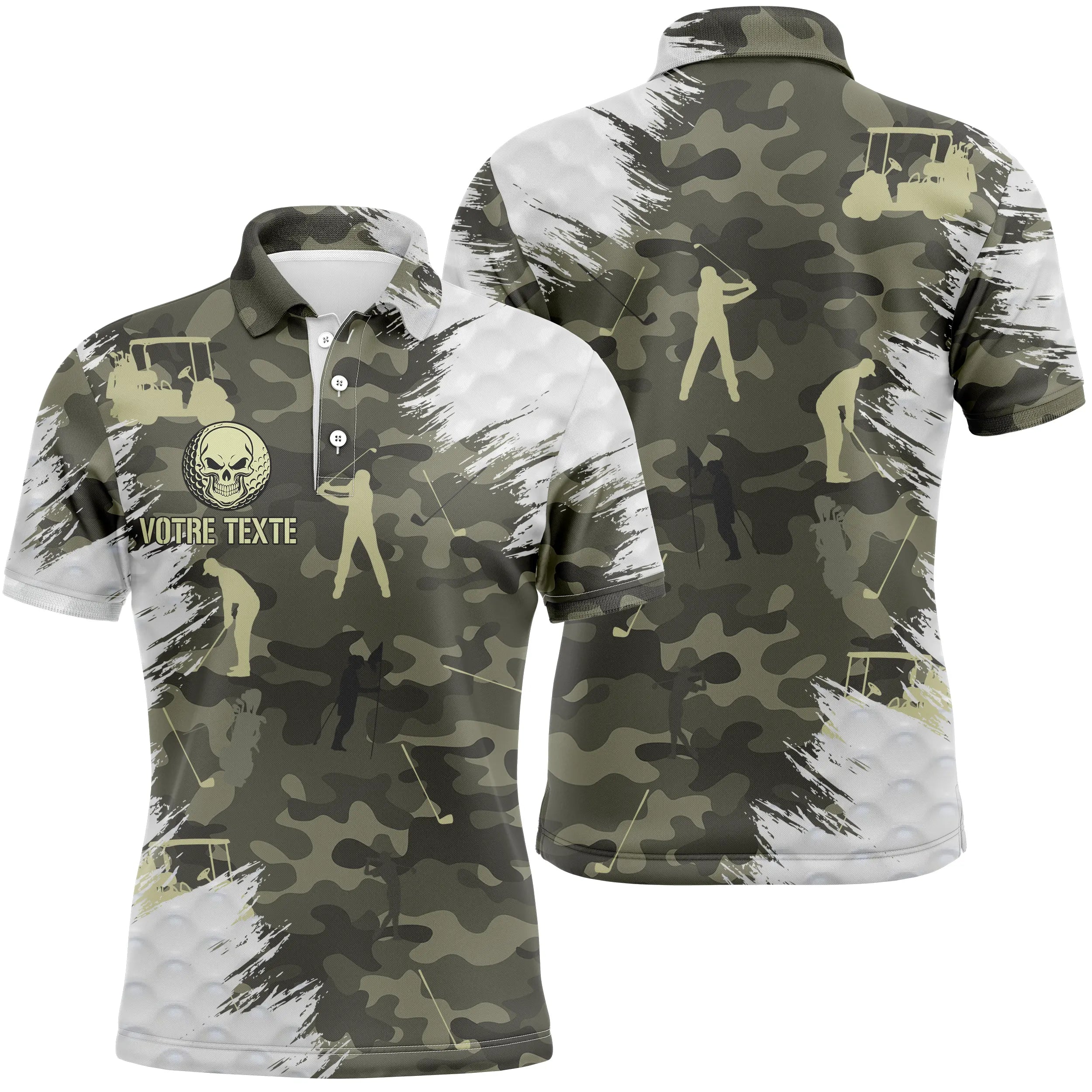 Polo Shirt Unisex, Customizable Golfer Gift with Text-Logo, Quick-Dry Polo, Camouflage Print, Golf