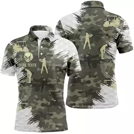 Polo Shirt Unisex, Customizable Golfer Gift with Text-Logo, Quick-Dry Polo, Camouflage Print, Golf