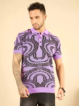 purple abstract polo tshirt